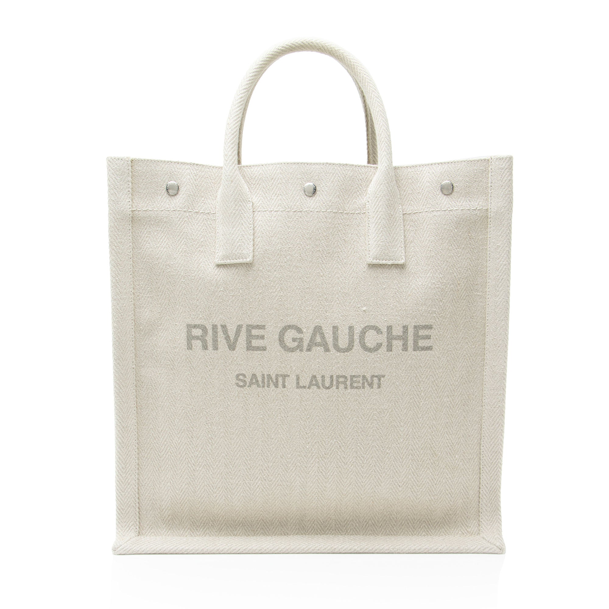 Saint Laurent Linen Calfskin Rive Gauche N/S Tote