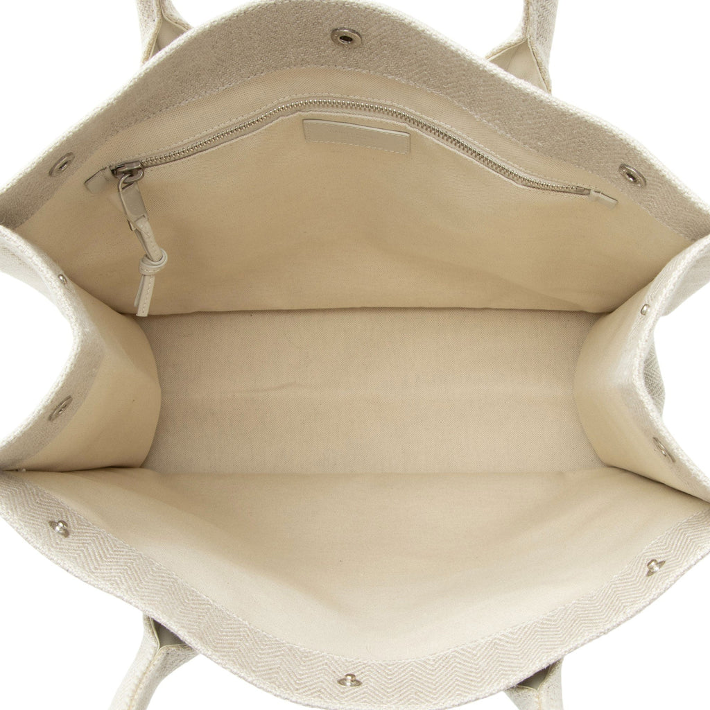 Saint Laurent Linen Calfskin Rive Gauche N/S Tote