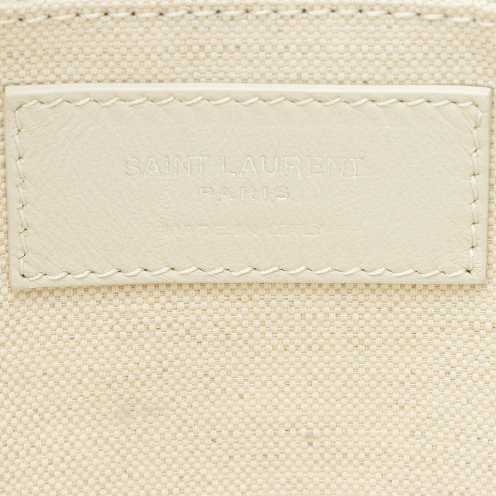 Saint Laurent Linen Calfskin Rive Gauche N/S Tote