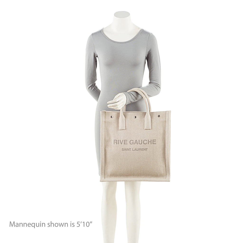 Saint Laurent Linen Calfskin Rive Gauche N/S Tote