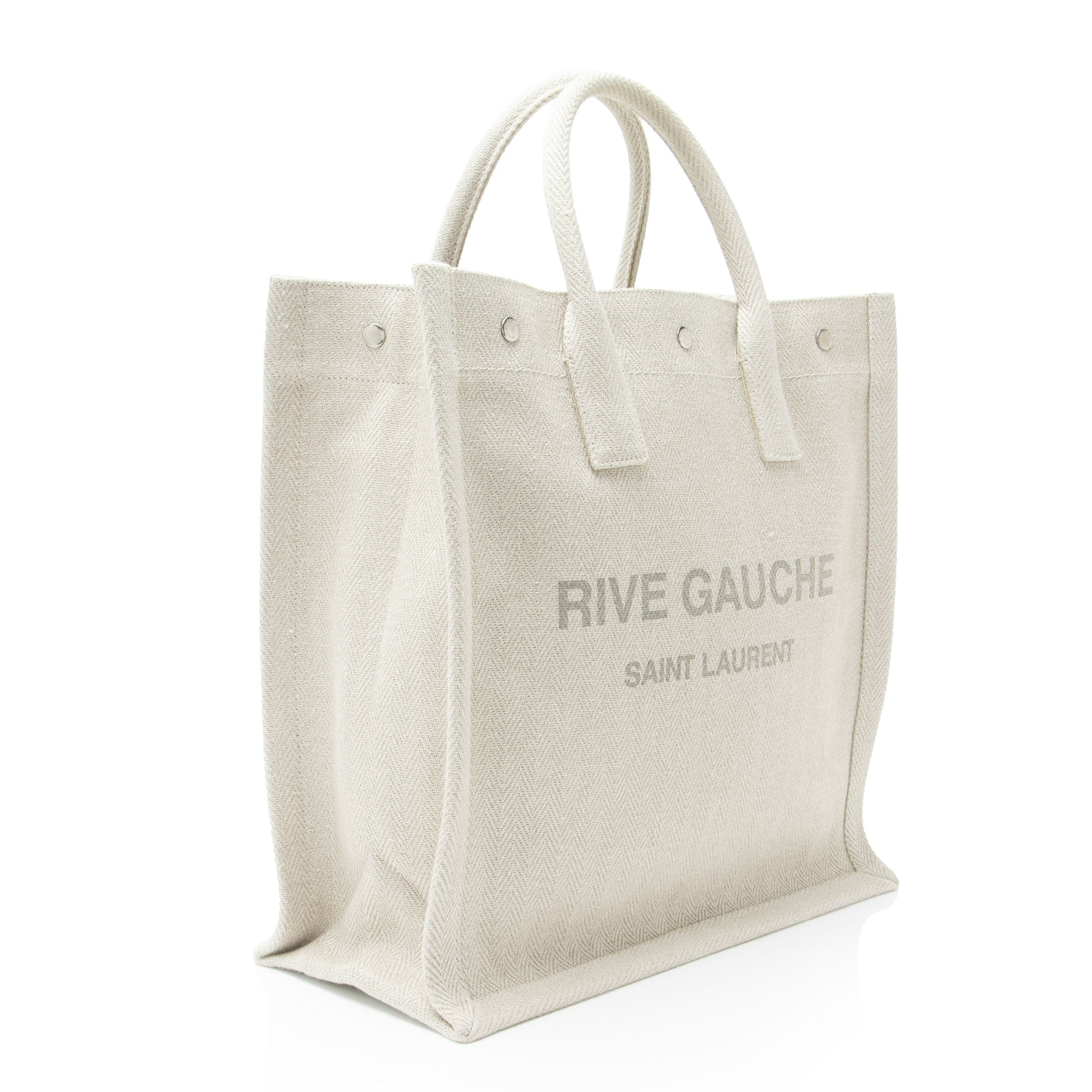 Saint Laurent Linen Calfskin Rive Gauche N/S Tote