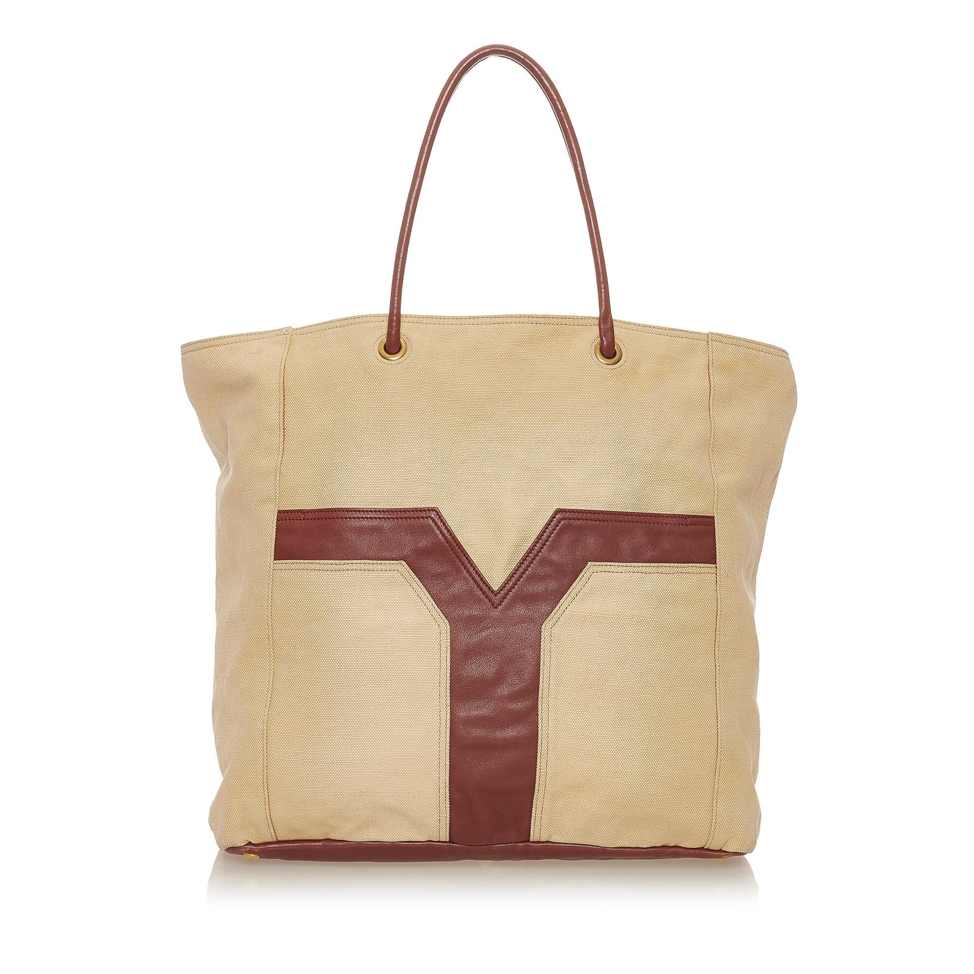 Saint Laurent Lucky Chyc Canvas Tote Bag (SHG-27947)