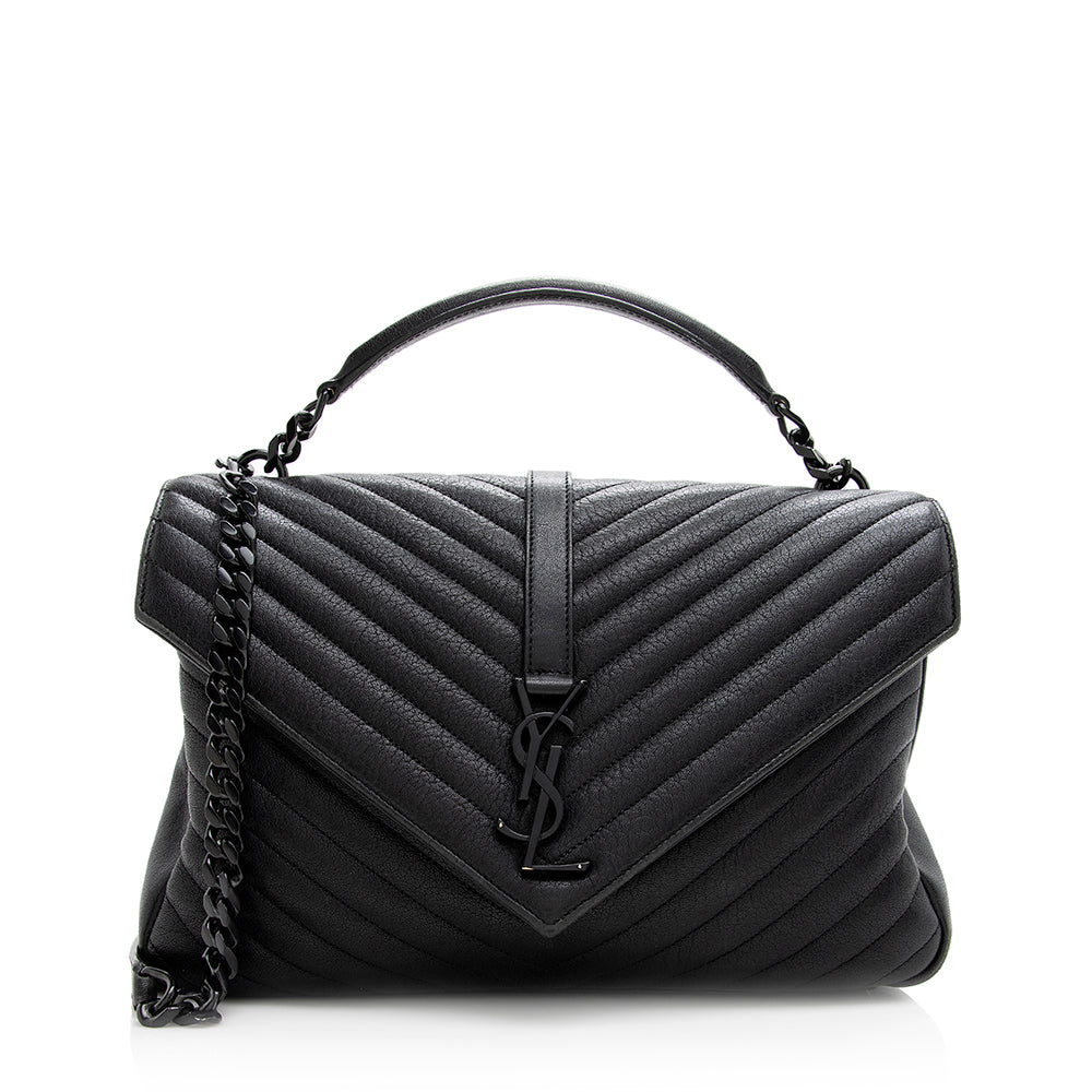 Saint Laurent Matelasse Calfskin Classic Monogram College Large Shoulder Bag (SHF-20904)