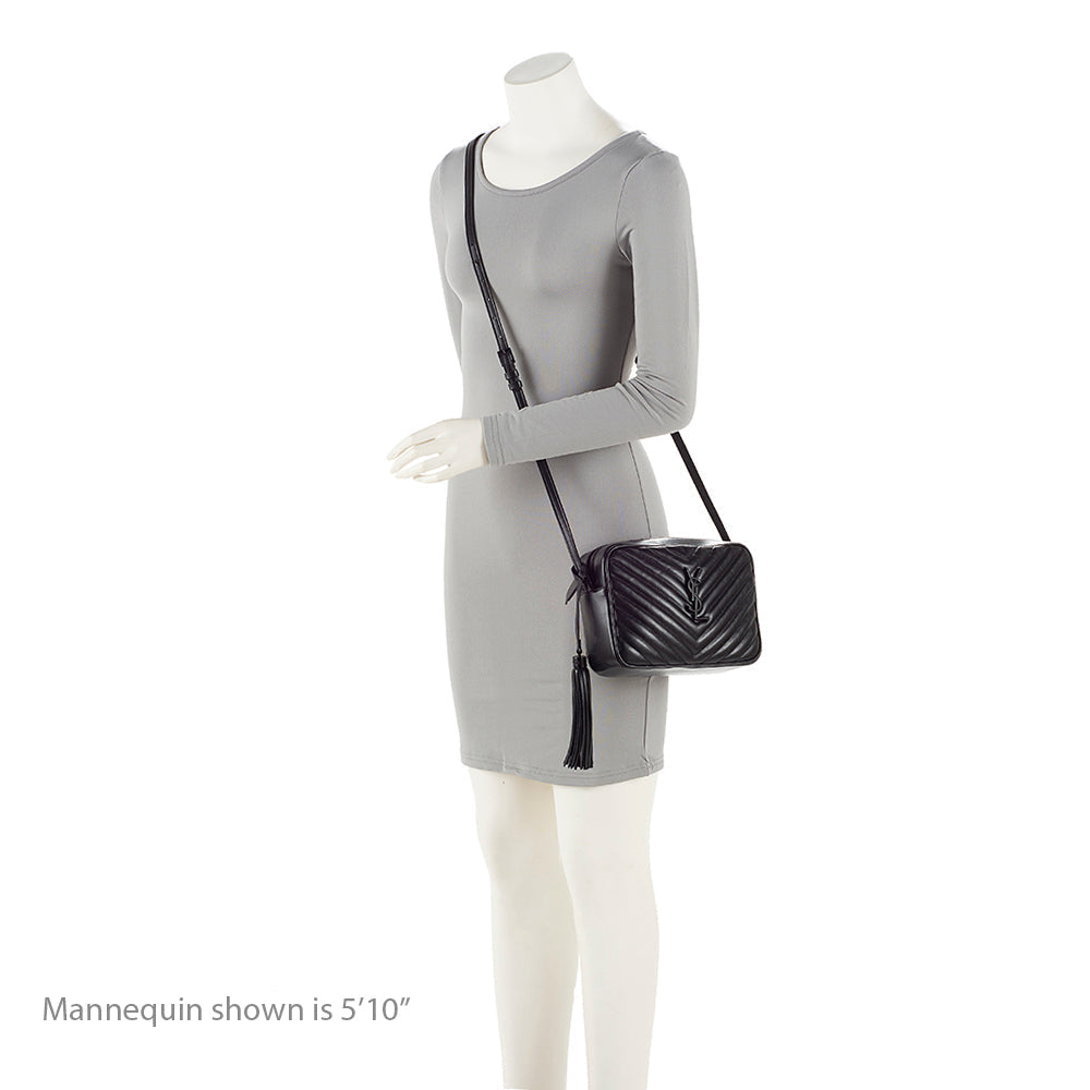 Saint Laurent Matelasse Calfskin Matte Black Monogram Lou Camera Bag (SHF-APSLqT)