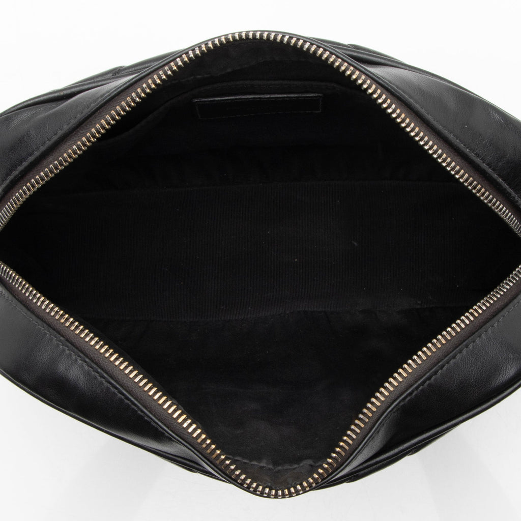 Saint Laurent Matelasse Calfskin Matte Black Monogram Lou Camera Bag (SHF-PIyVqF)
