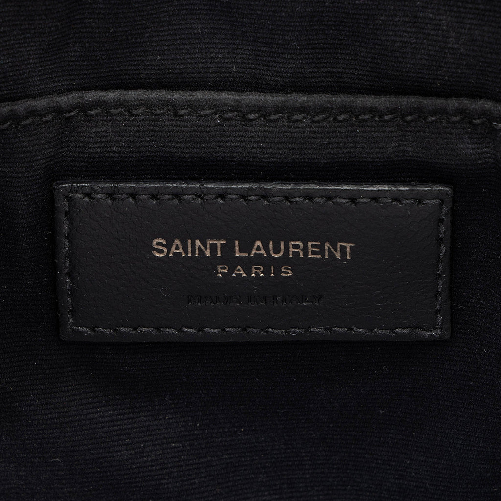 Saint Laurent Matelasse Calfskin Matte Black Monogram Lou Camera Bag (SHF-PIyVqF)