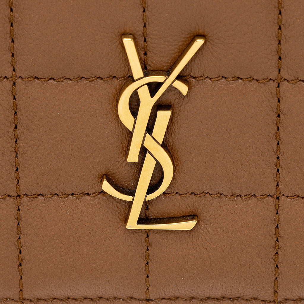 Saint Laurent Matelasse Calfskin Monogram Cassandre Small Wallet