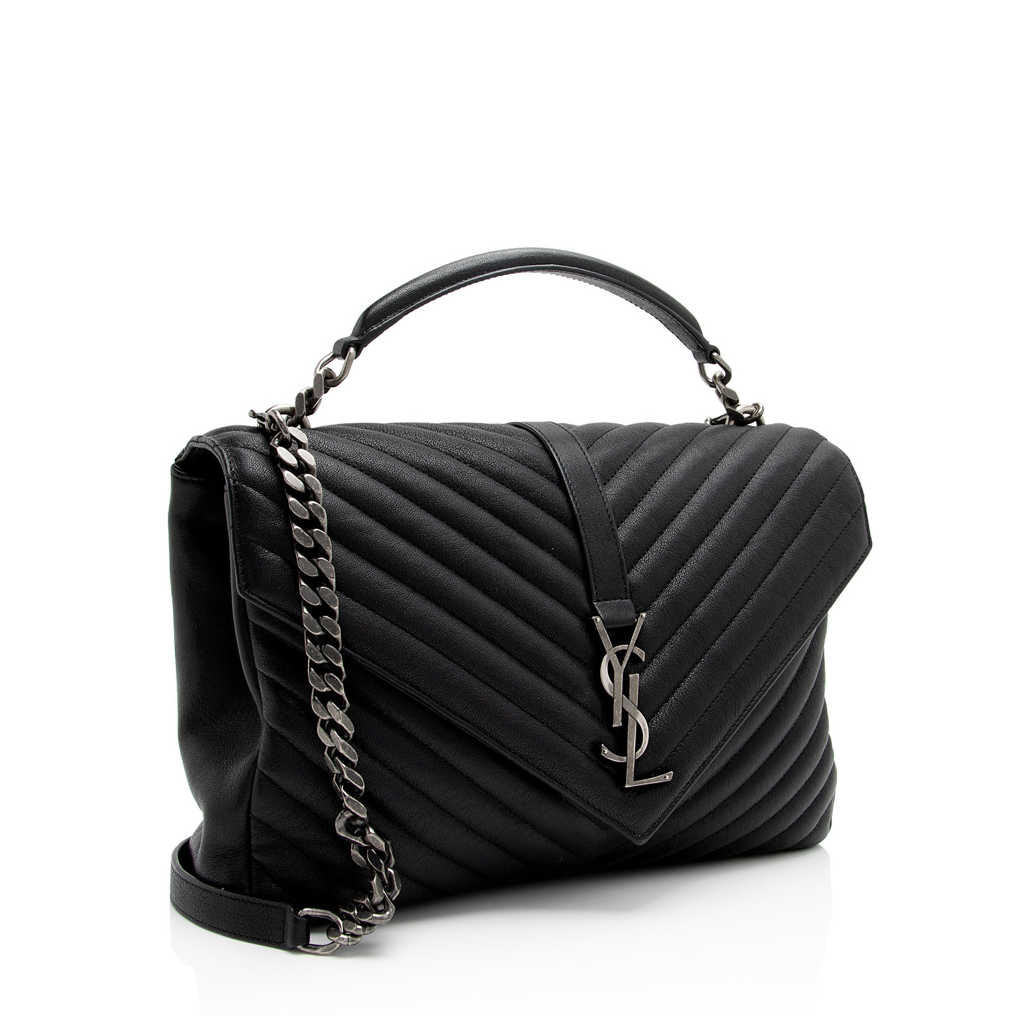 Saint Laurent Matelasse Calfskin Monogram College Large Shoulder Bag (SHF-gvwSDh)