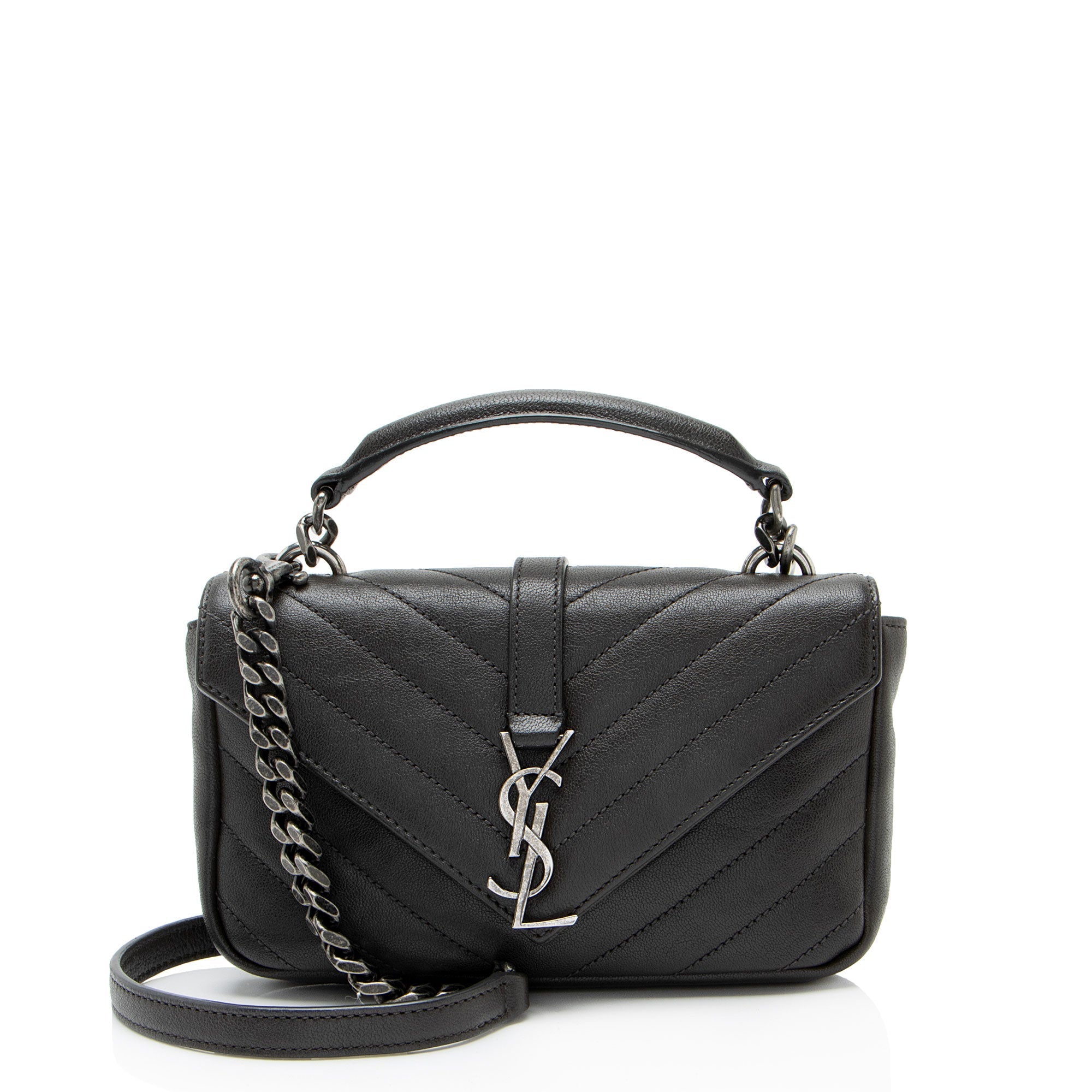 Saint Laurent Matelasse Calfskin Monogram College Mini Shoulder Bag