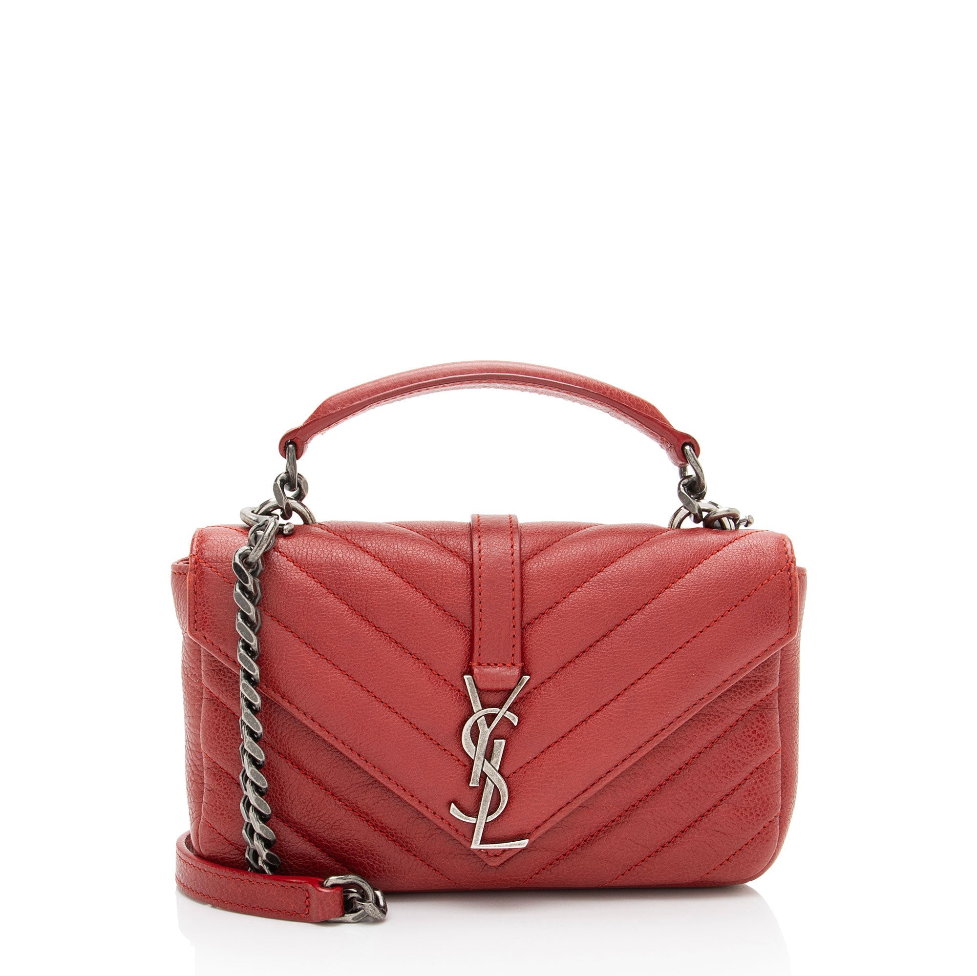 Saint Laurent Matelasse Calfskin Monogram College Mini Shoulder Bag