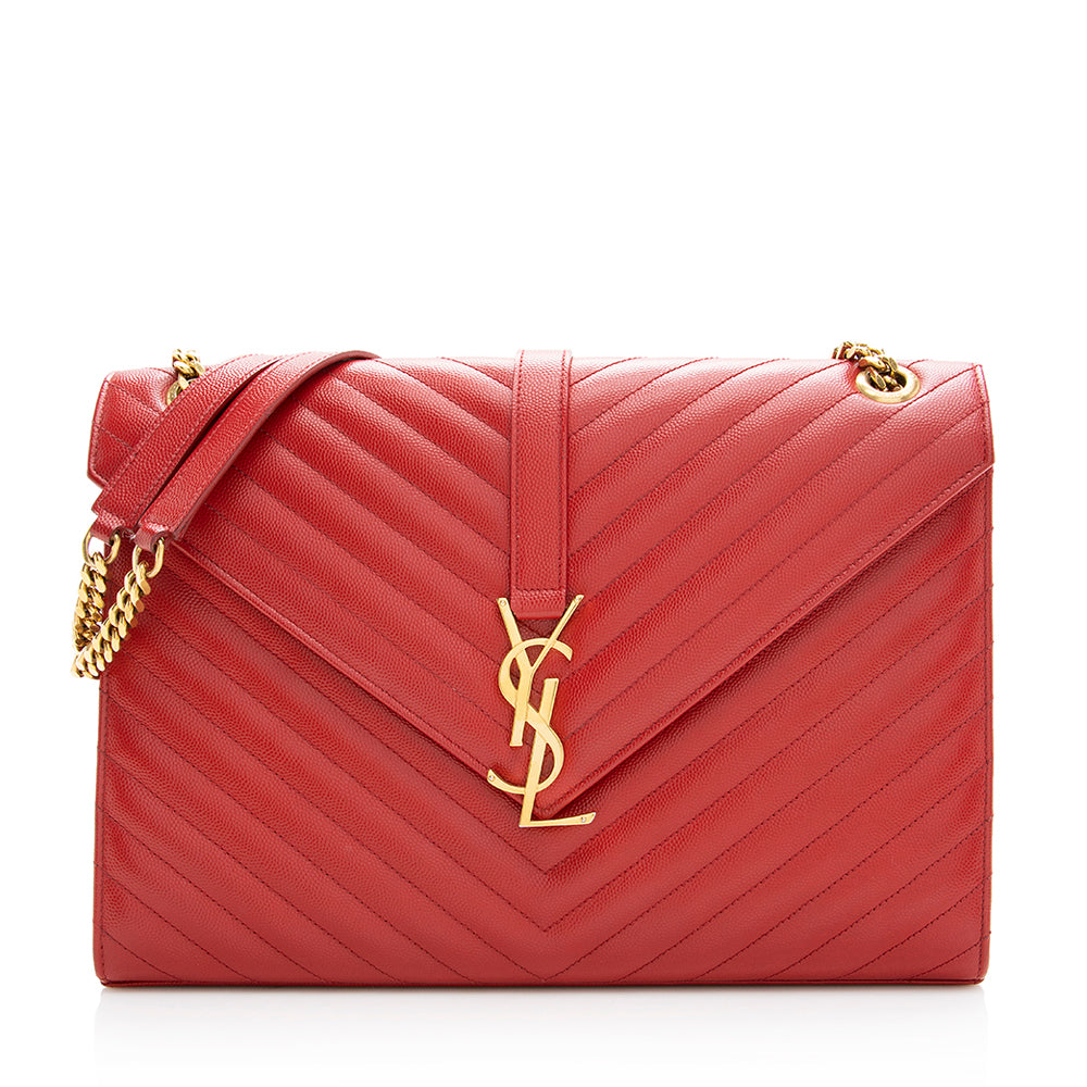 Saint Laurent Matelasse Grain de Poudre Monogram Large Shoulder Bag (SHF-19699)