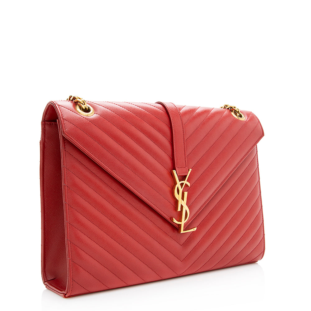Saint Laurent Matelasse Grain de Poudre Monogram Large Shoulder Bag (SHF-19699)
