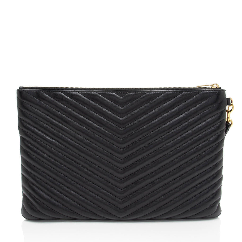 Saint Laurent Matelasse Calfskin Monogram Large Wristlet (SHF-Cxxp2w)