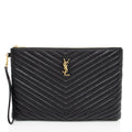 Saint Laurent Matelasse Calfskin Monogram Large Wristlet (SHF-Cxxp2w)