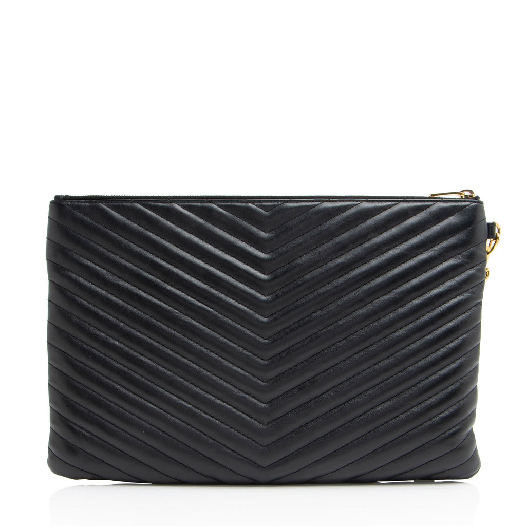 Saint Laurent Matelasse Calfskin Monogram Large Wristlet
