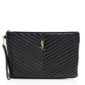 Saint Laurent Matelasse Calfskin Monogram Large Wristlet