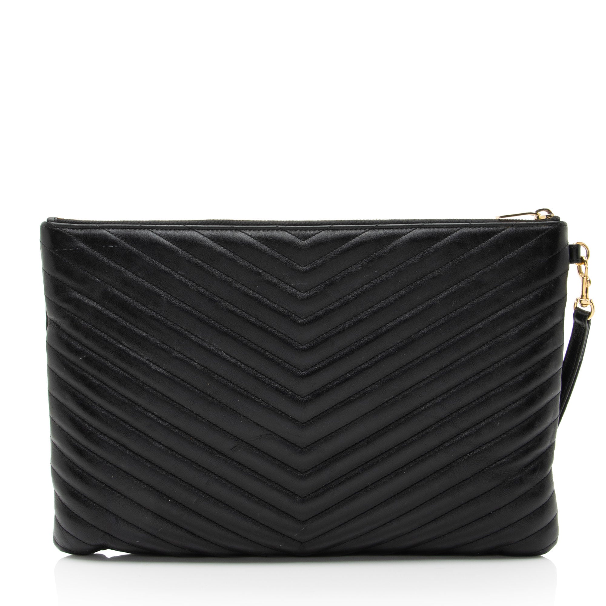 Saint Laurent Matelasse Calfskin Monogram Large Wristlet