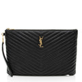 Saint Laurent Matelasse Calfskin Monogram Large Wristlet