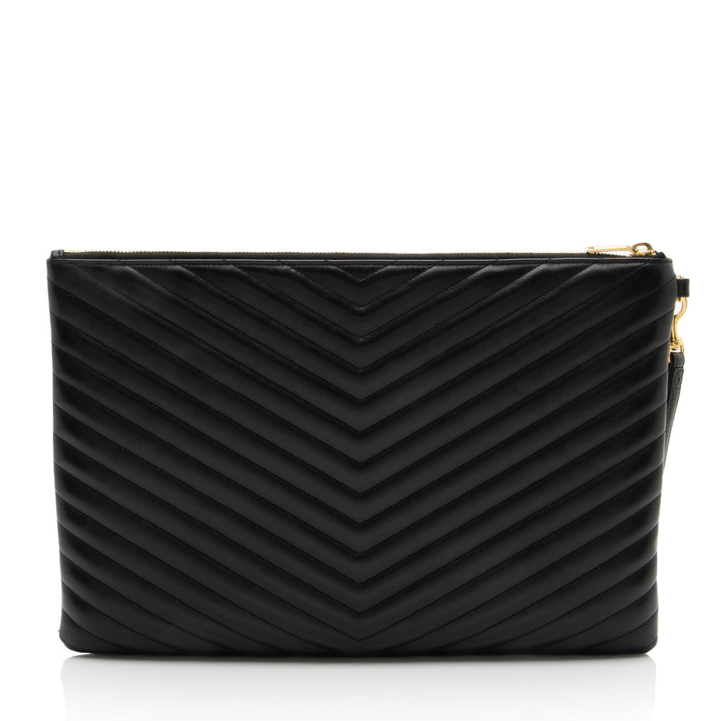 Saint Laurent Matelasse Calfskin Monogram Large Wristlet