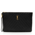 Saint Laurent Matelasse Calfskin Monogram Large Wristlet