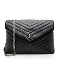 Saint Laurent Matelasse Calfskin Monogram LouLou Chain Large Shoulder Bag (SHF-F87Oll)