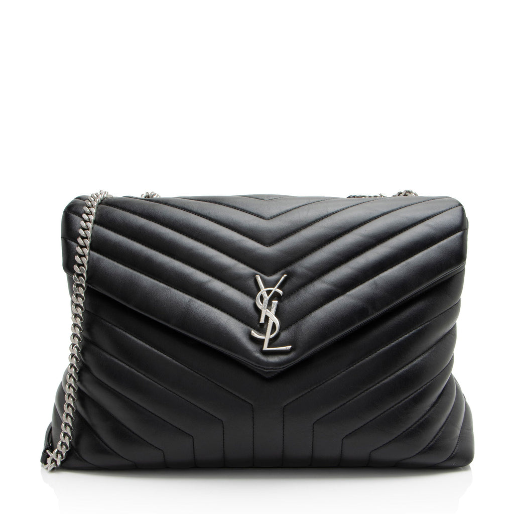 Saint Laurent Matelasse Calfskin Monogram LouLou Chain Large Shoulder Bag