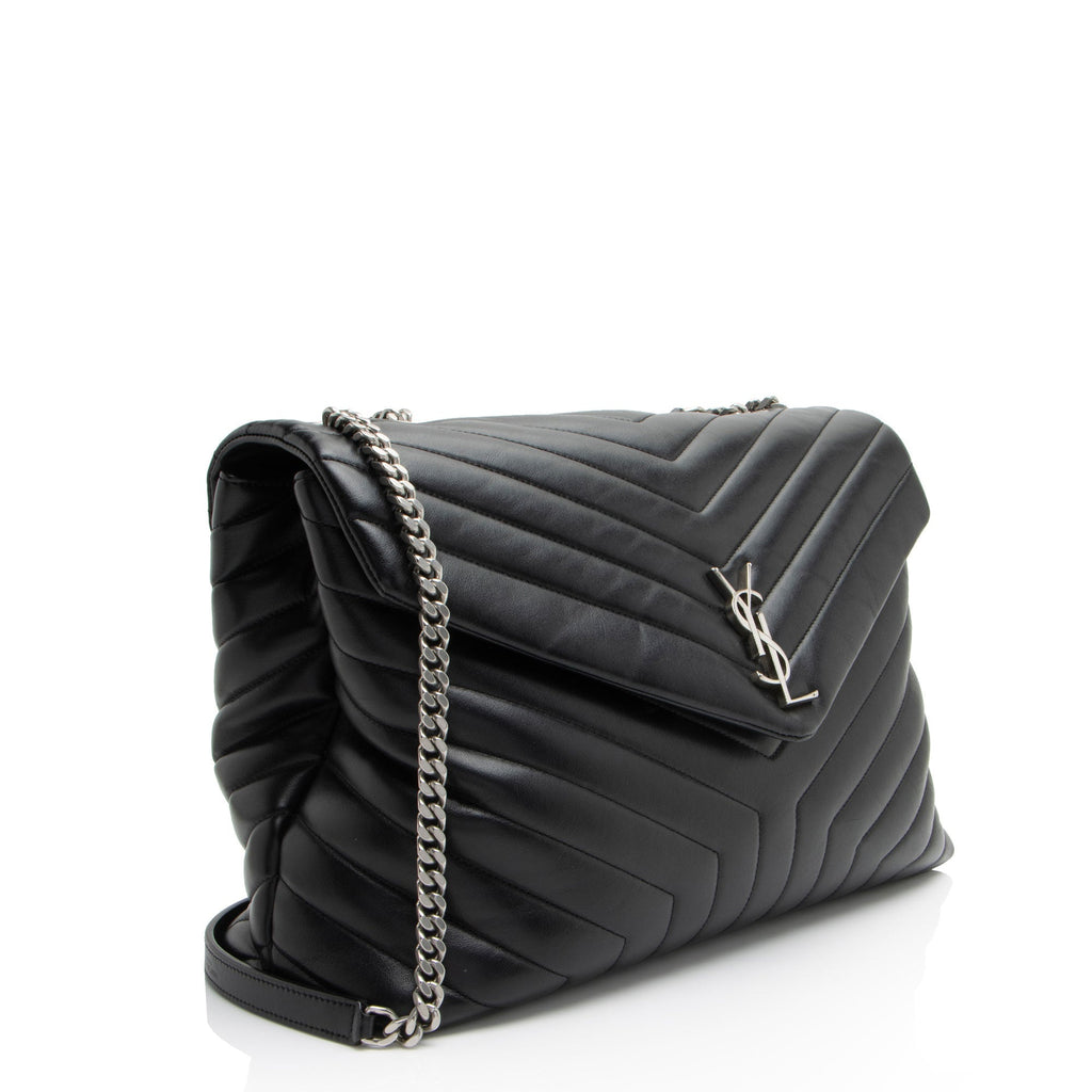 Saint Laurent Matelasse Calfskin Monogram LouLou Chain Large Shoulder Bag