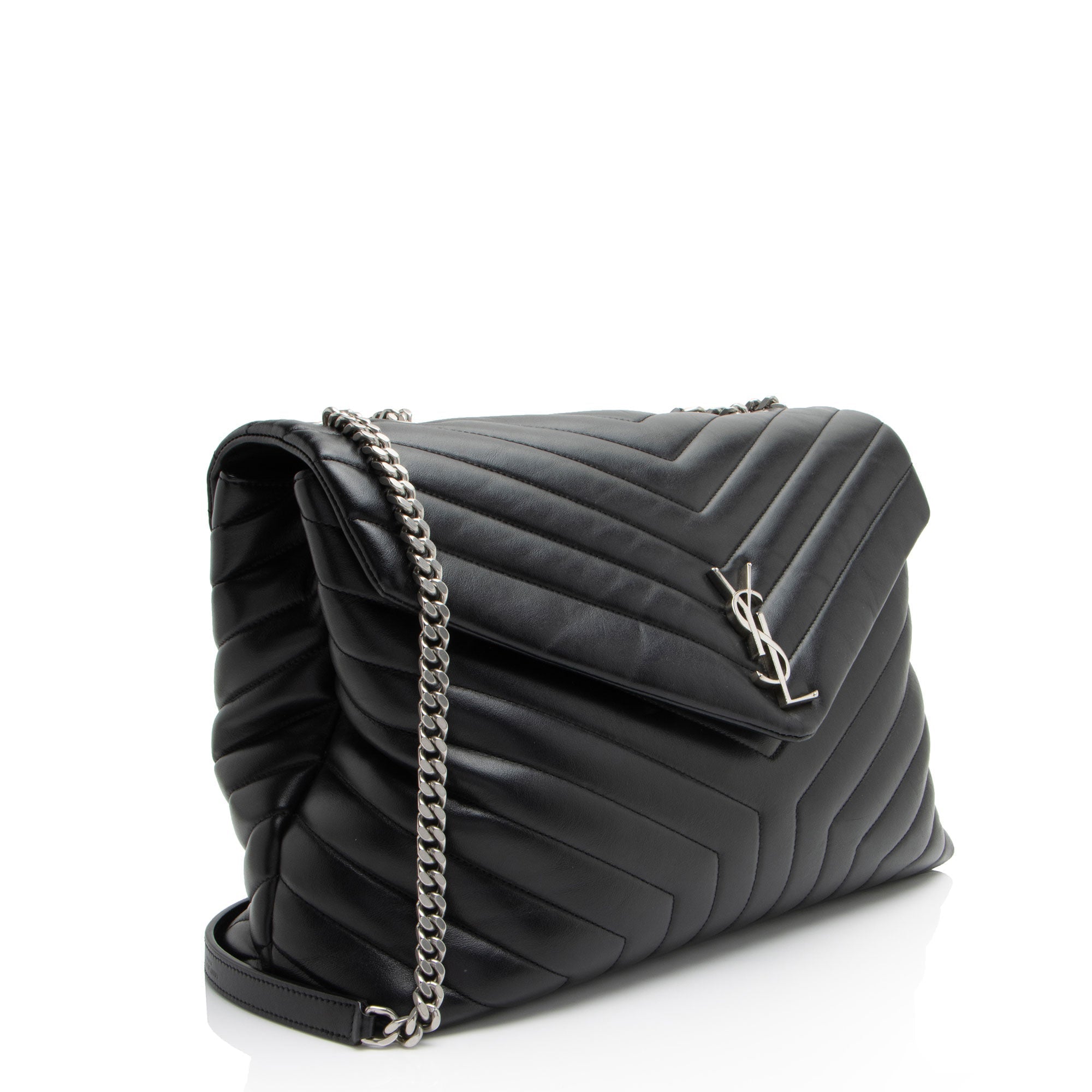 Saint Laurent Matelasse Calfskin Monogram LouLou Chain Large Shoulder Bag