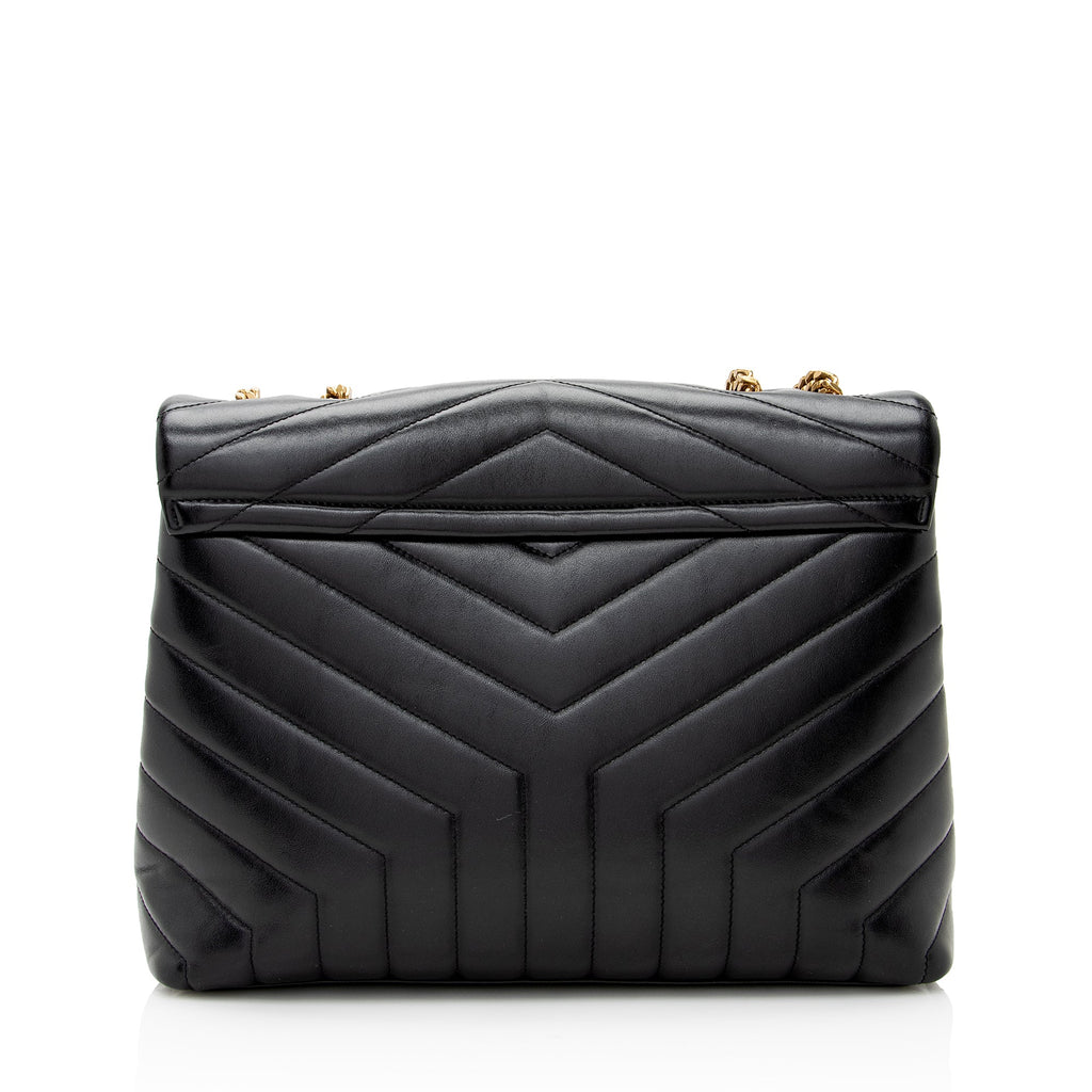 Saint Laurent Matelasse Calfskin Monogram LouLou Chain Medium Shoulder Bag (SHF-22303)