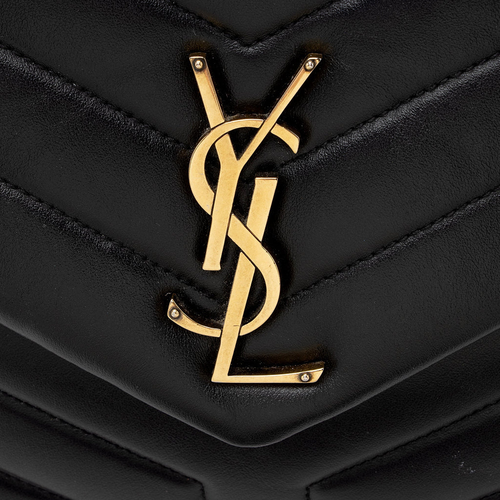 Saint Laurent Matelasse Calfskin Monogram LouLou Chain Medium Shoulder Bag (SHF-22303)