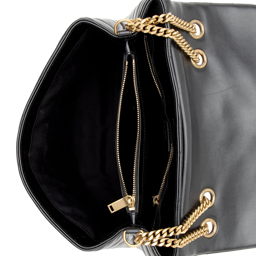 Saint Laurent Matelasse Calfskin Monogram LouLou Chain Medium Shoulder Bag (SHF-22303)