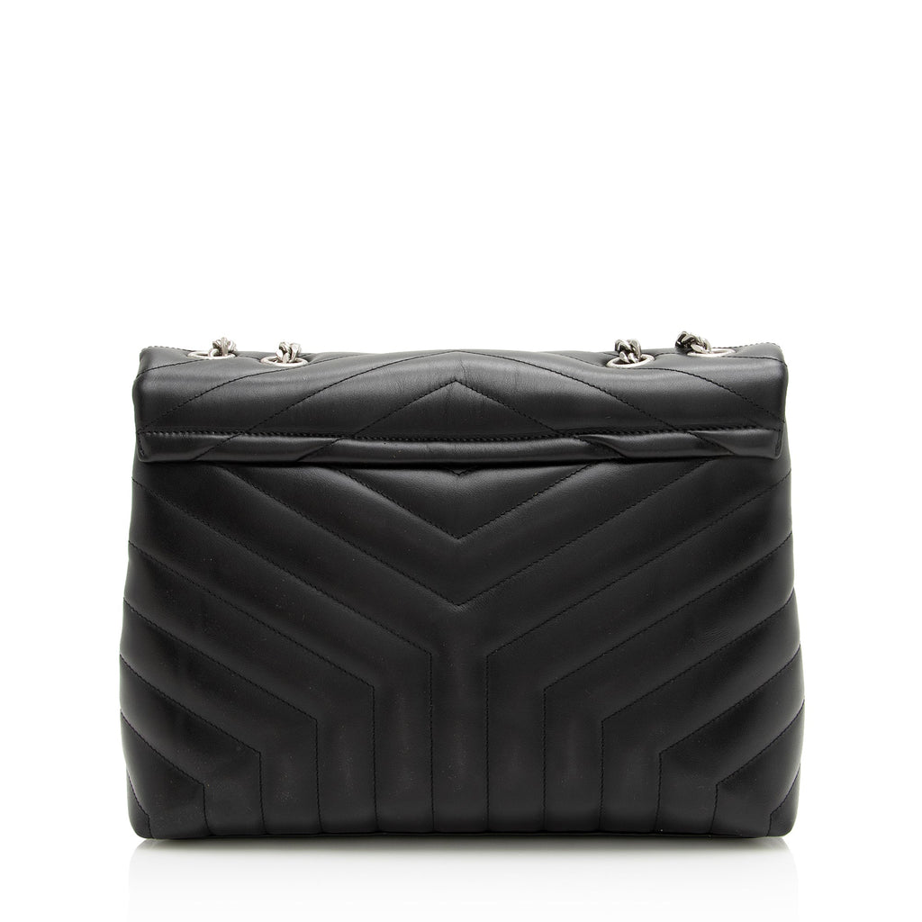 Saint Laurent Matelasse Calfskin Monogram LouLou Chain Medium Shoulder Bag (SHF-22876)