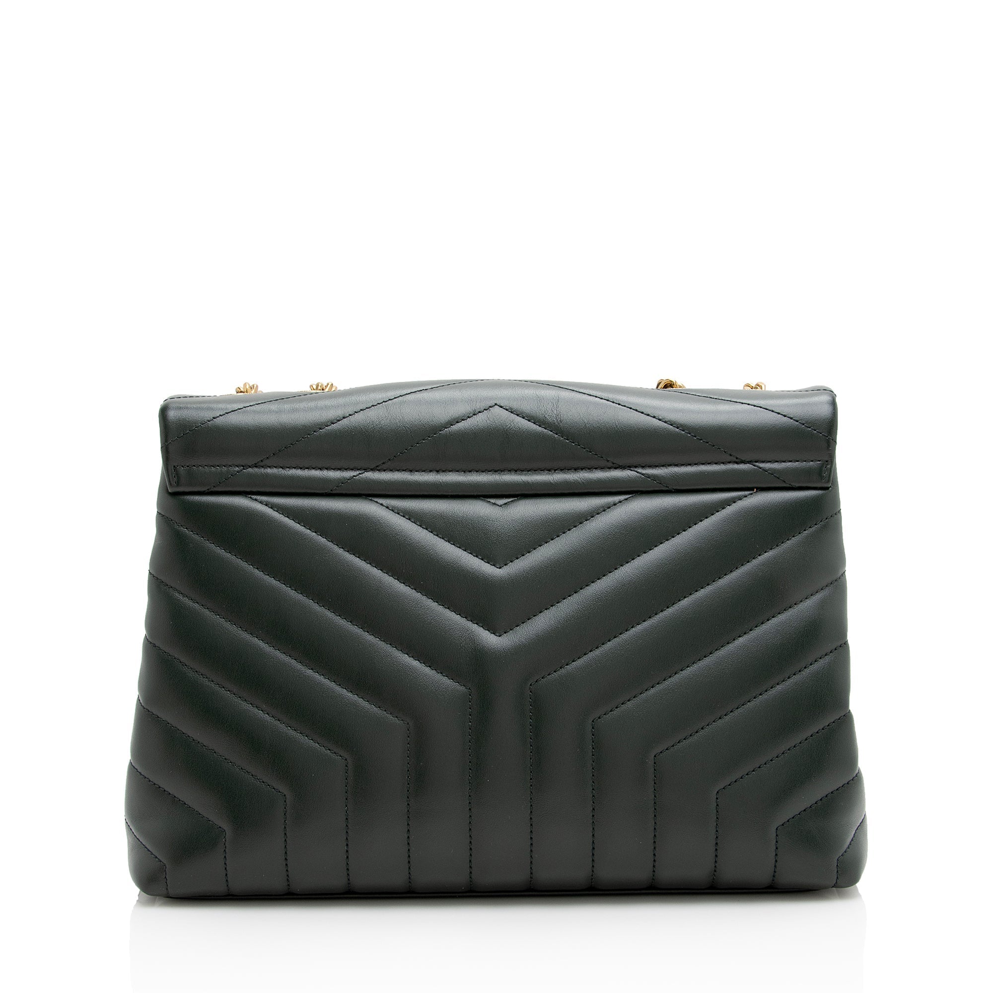 Saint Laurent Matelasse Calfskin Monogram LouLou Chain Medium Shoulder Bag (SHF-22990)