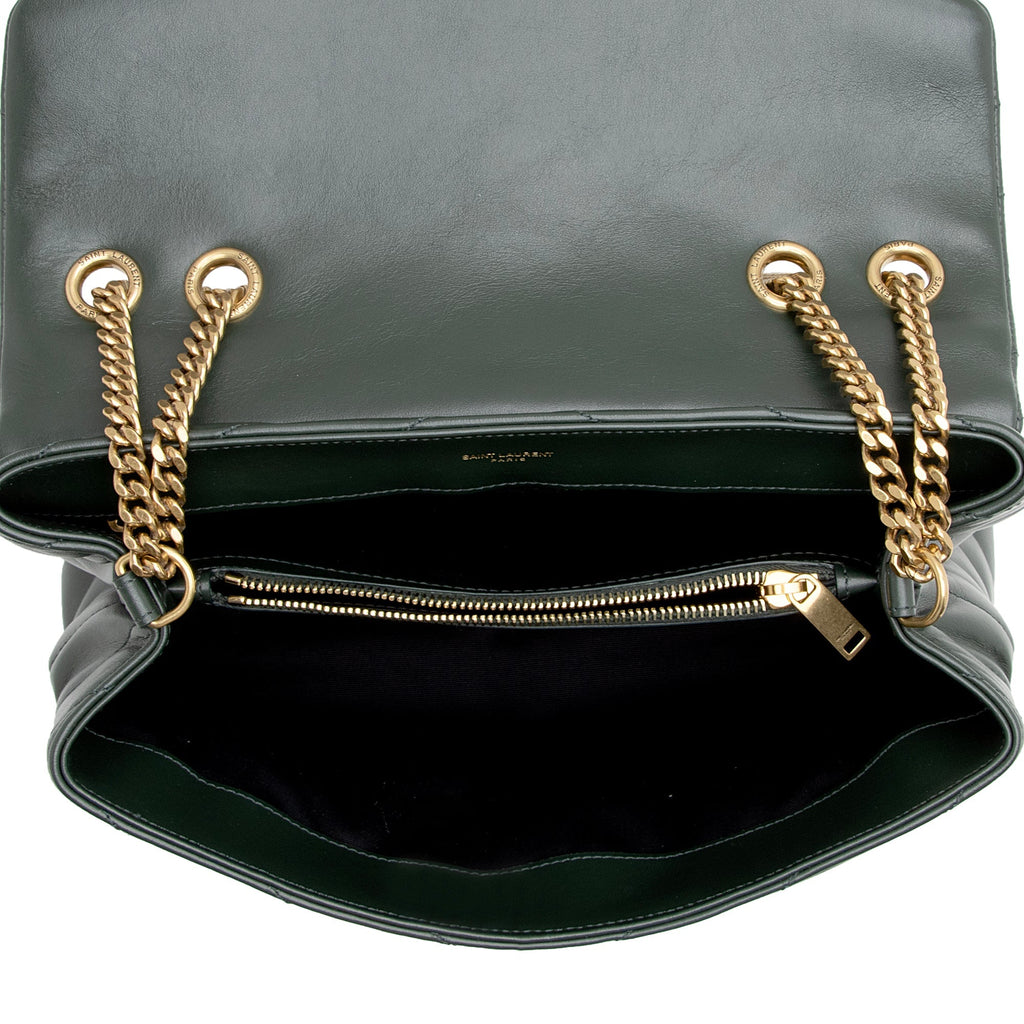 Saint Laurent Matelasse Calfskin Monogram LouLou Chain Medium Shoulder Bag (SHF-22990)