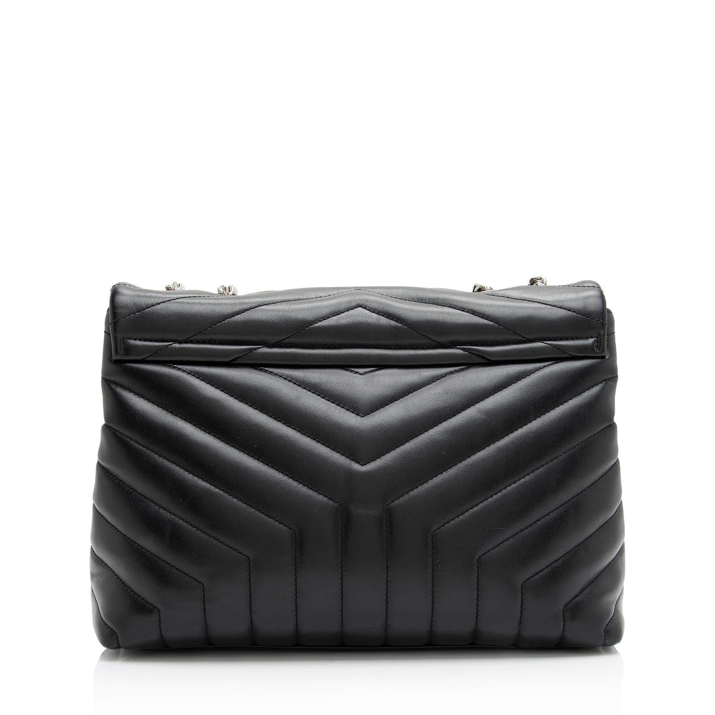 Saint Laurent Matelasse Calfskin Monogram LouLou Chain Medium Shoulder Bag (SHF-23572)