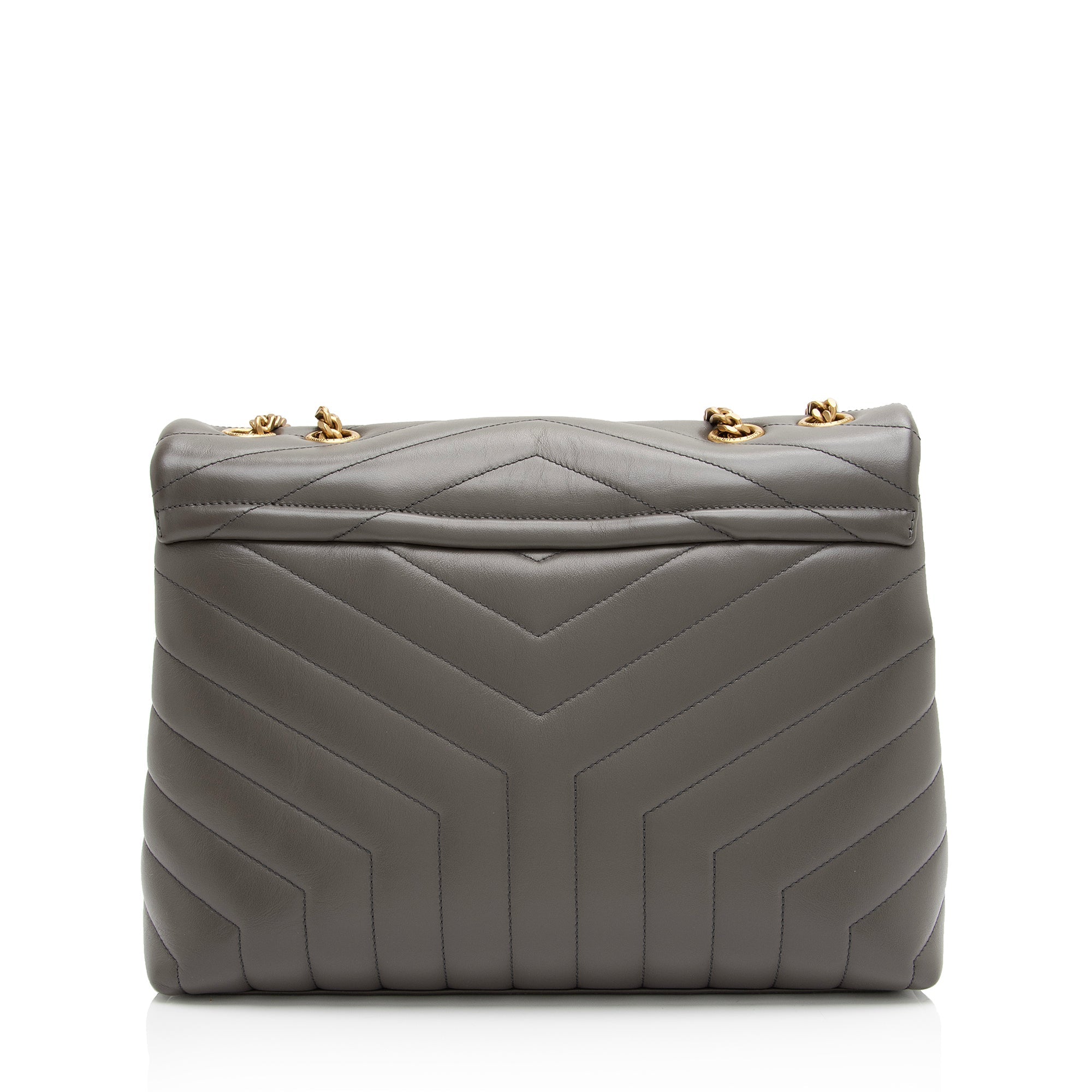 Saint Laurent Matelasse Calfskin Monogram LouLou Chain Medium Shoulder Bag (SHF-23892)