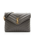 Saint Laurent Matelasse Calfskin Monogram LouLou Chain Medium Shoulder Bag (SHF-23892)
