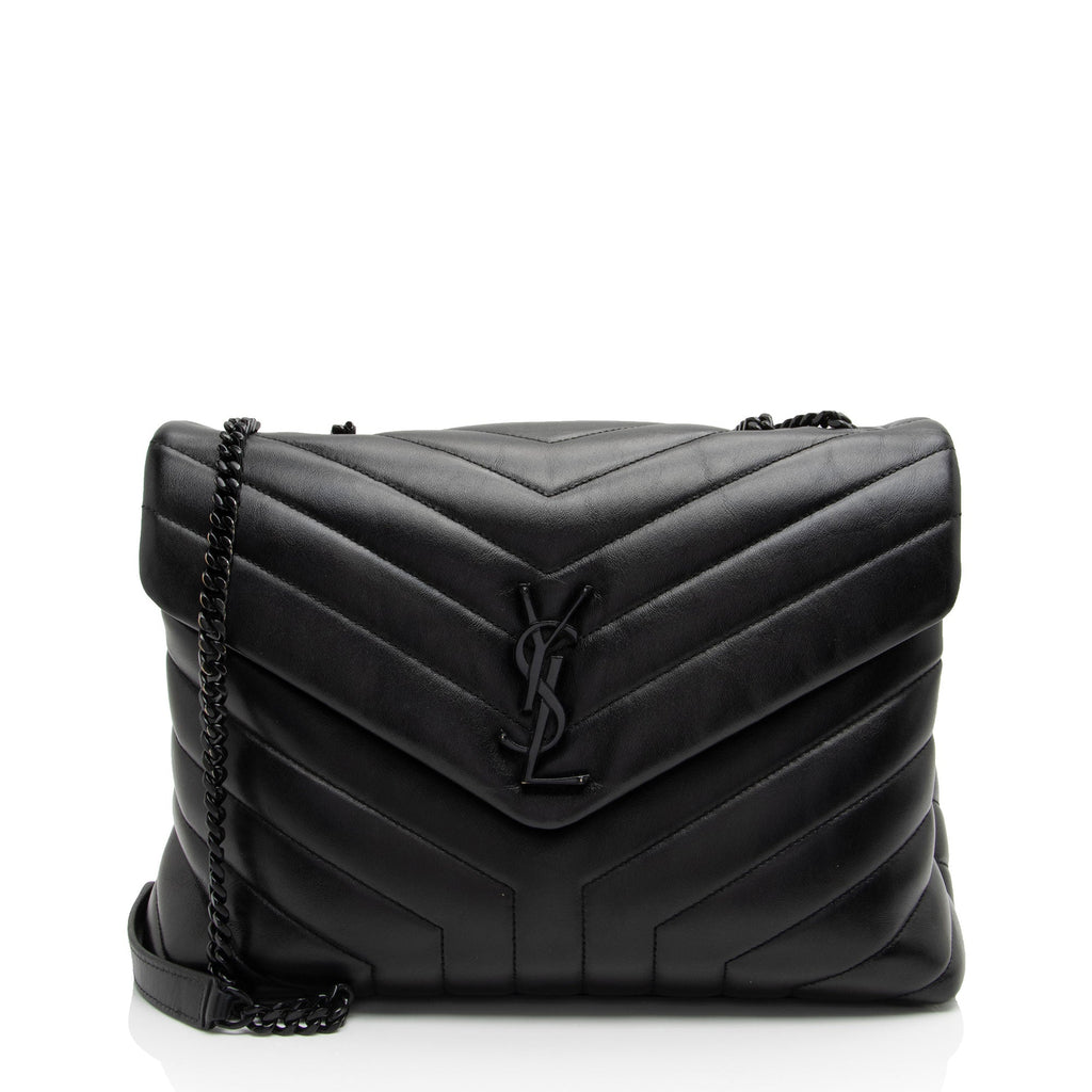 Saint Laurent Matelasse Calfskin Monogram LouLou Chain Medium Shoulder Bag (SHF-SaVb1o)