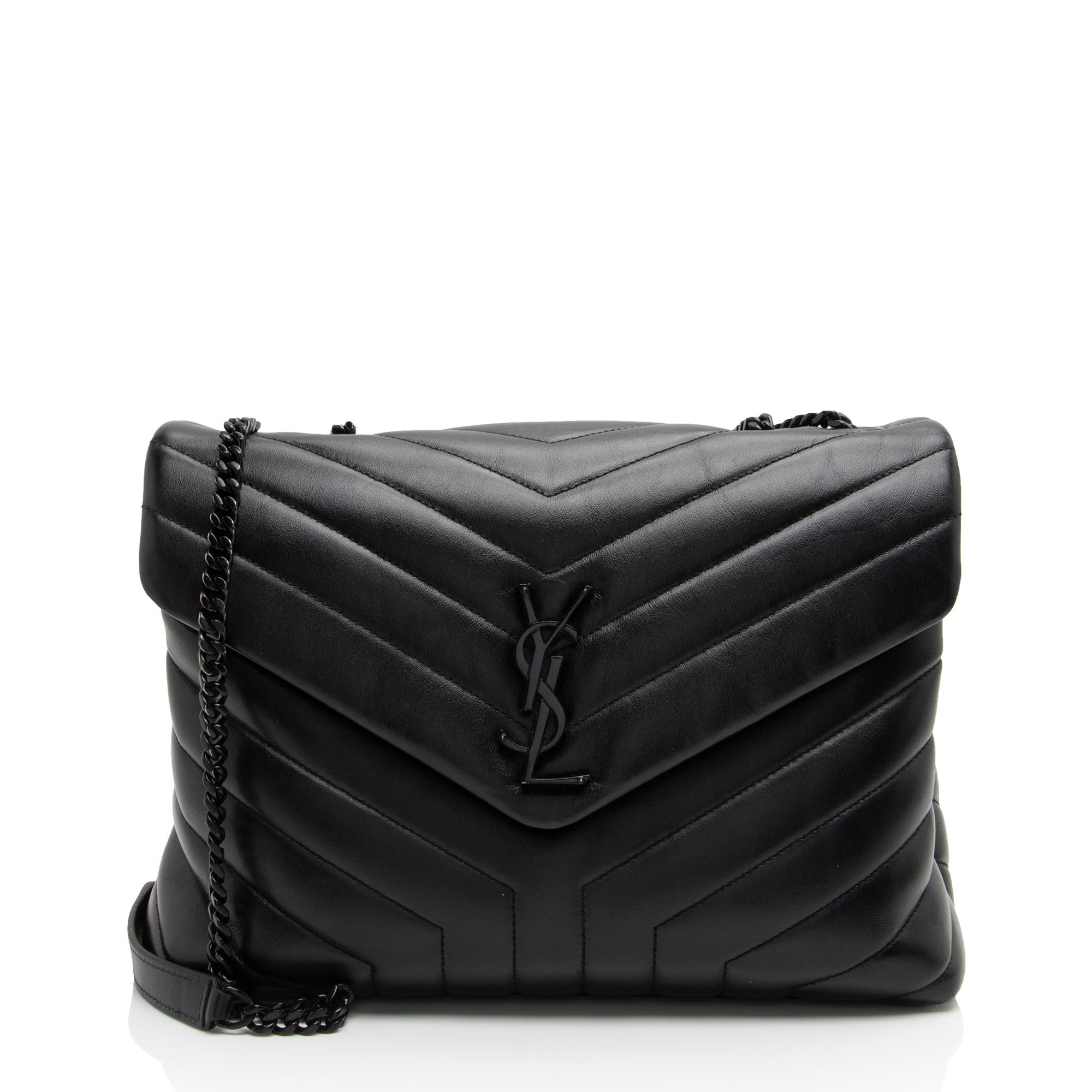 Saint Laurent Matelasse Calfskin Monogram LouLou Chain Medium Shoulder Bag (SHF-SaVb1o)