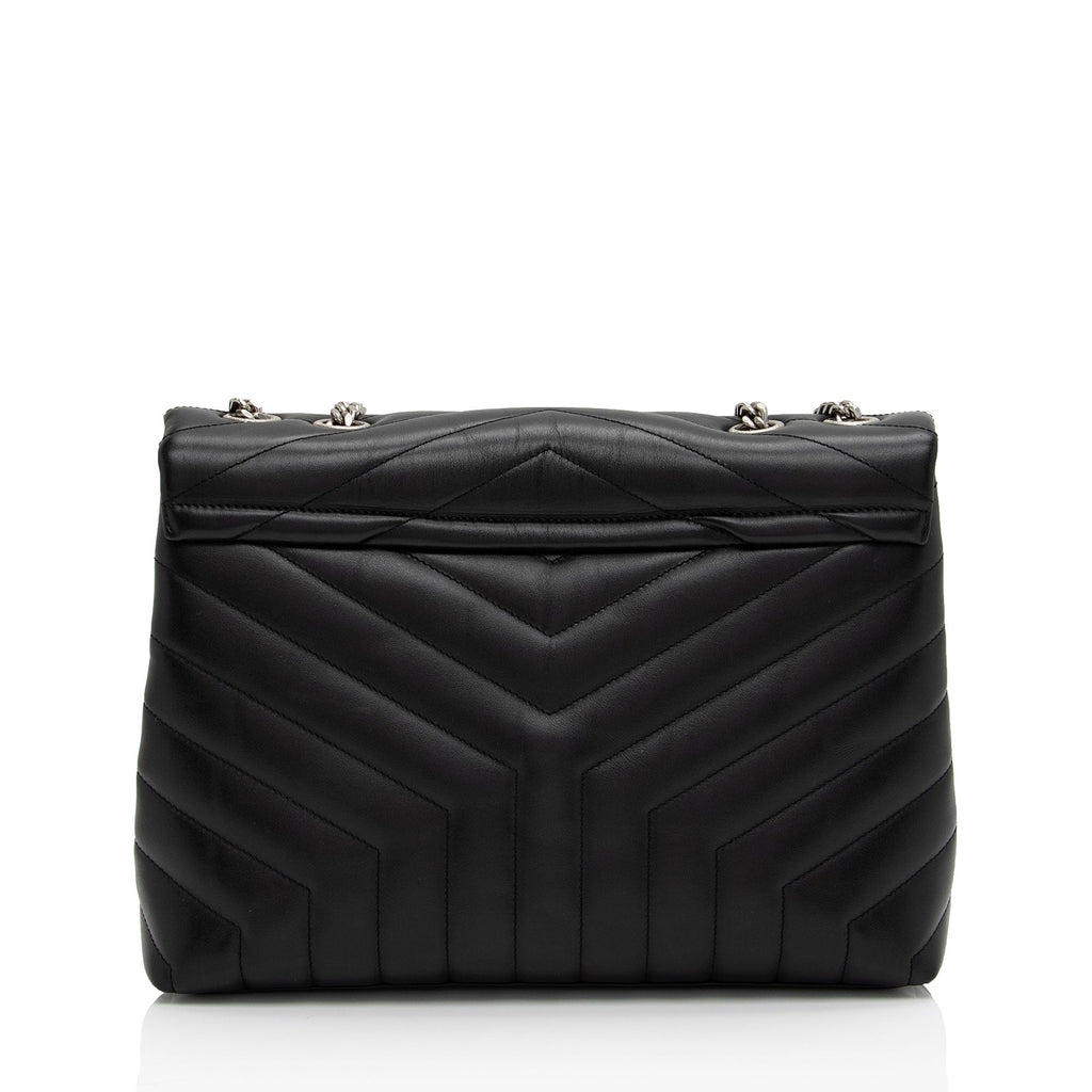 Saint Laurent Matelasse Calfskin Monogram LouLou Chain Medium Shoulder Bag (SHF-3CcYFQ)