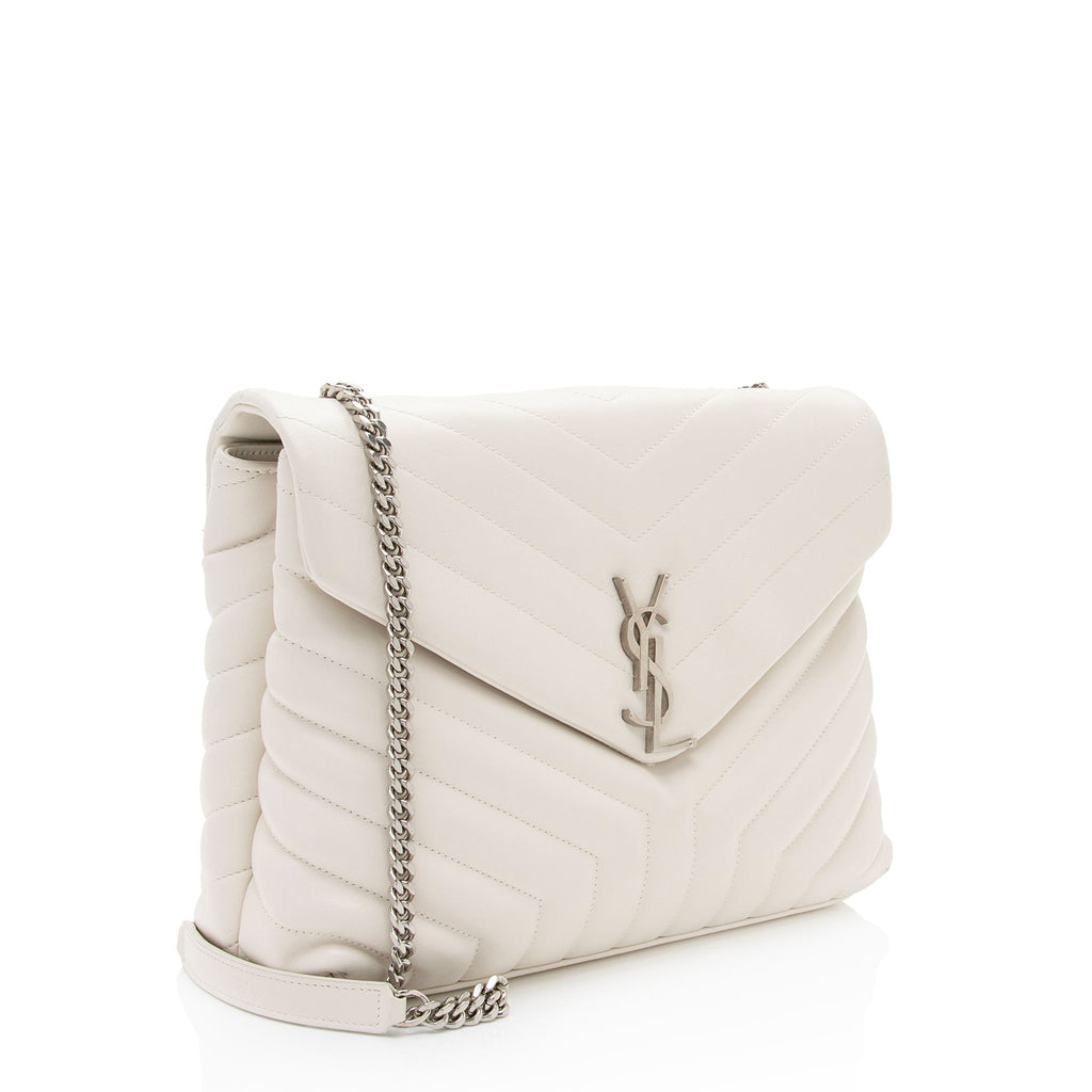Saint Laurent Matelasse Calfskin Monogram LouLou Chain Medium Shoulder Bag (SHF-p5hSxF)
