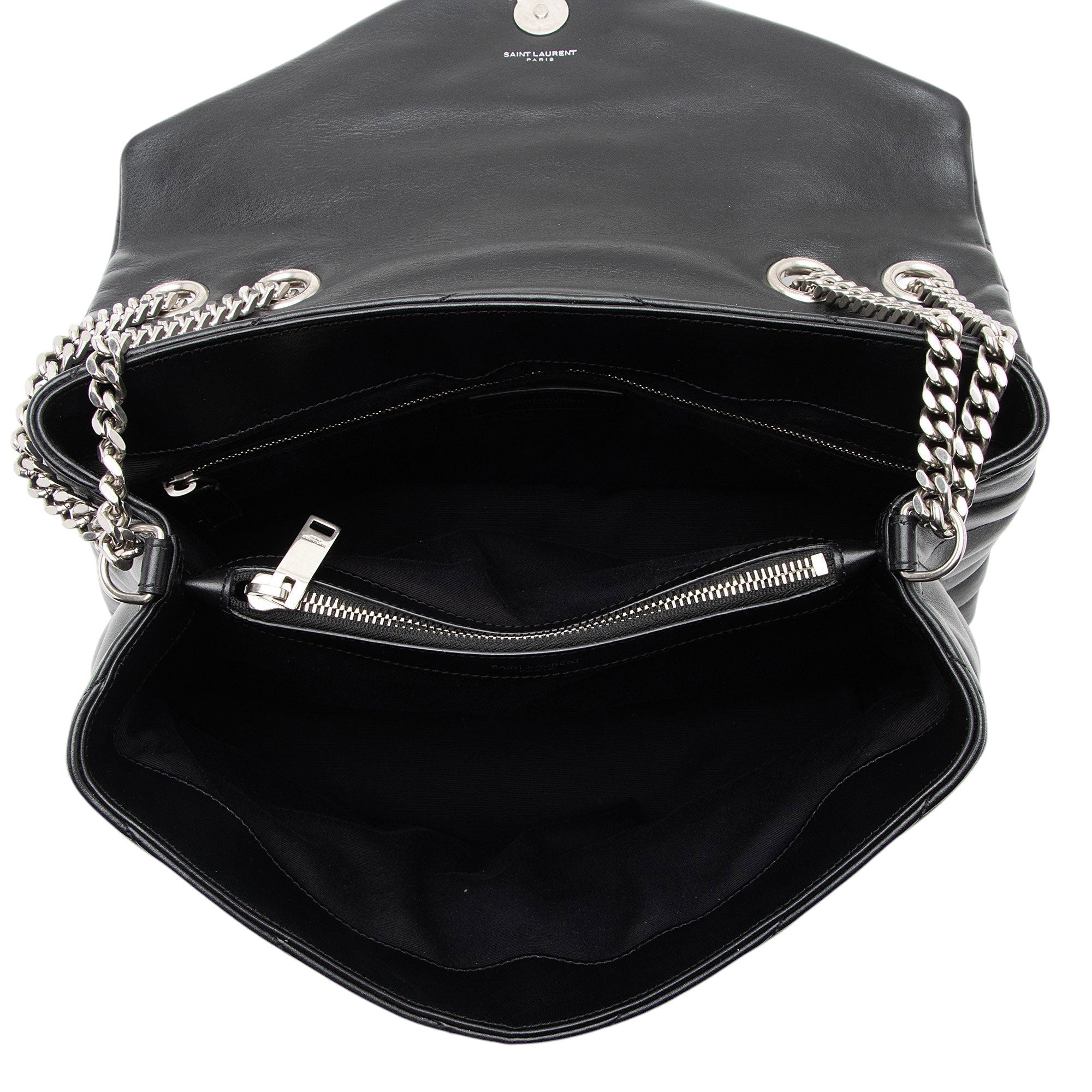 Saint Laurent Matelasse Calfskin Monogram LouLou Chain Medium Shoulder Bag (SHF-qrpSTt)