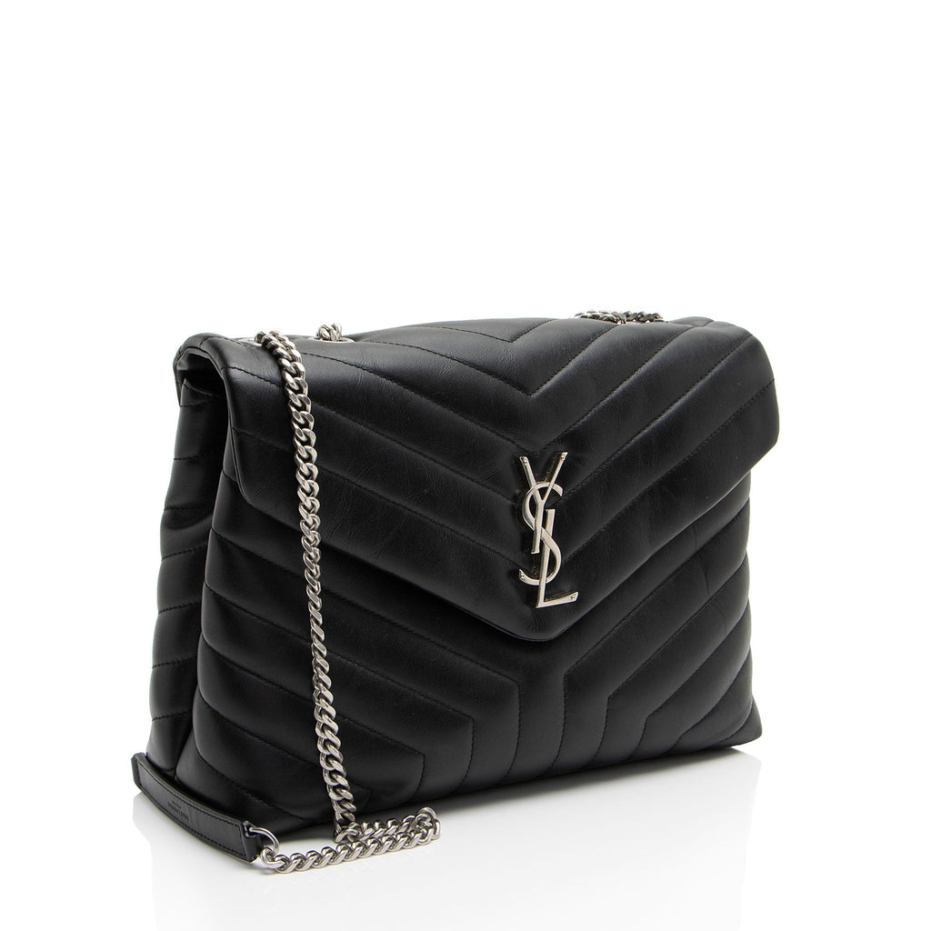 Saint Laurent Matelasse Calfskin Monogram LouLou Chain Medium Shoulder Bag