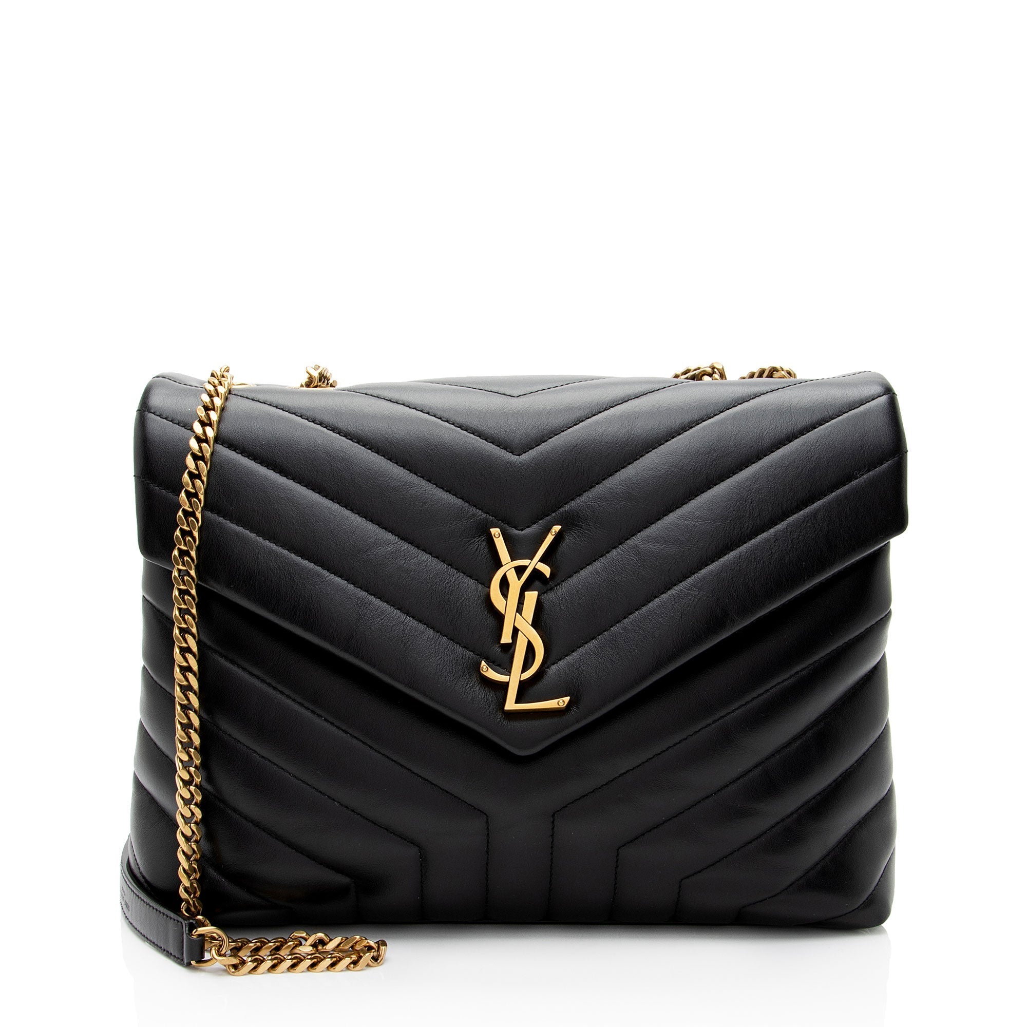 Saint Laurent Matelasse Calfskin Monogram LouLou Chain Medium Shoulder Bag