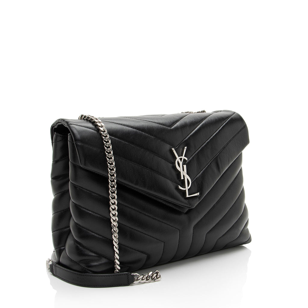 Saint Laurent Matelasse Calfskin Monogram LouLou Chain Medium Shoulder Bag