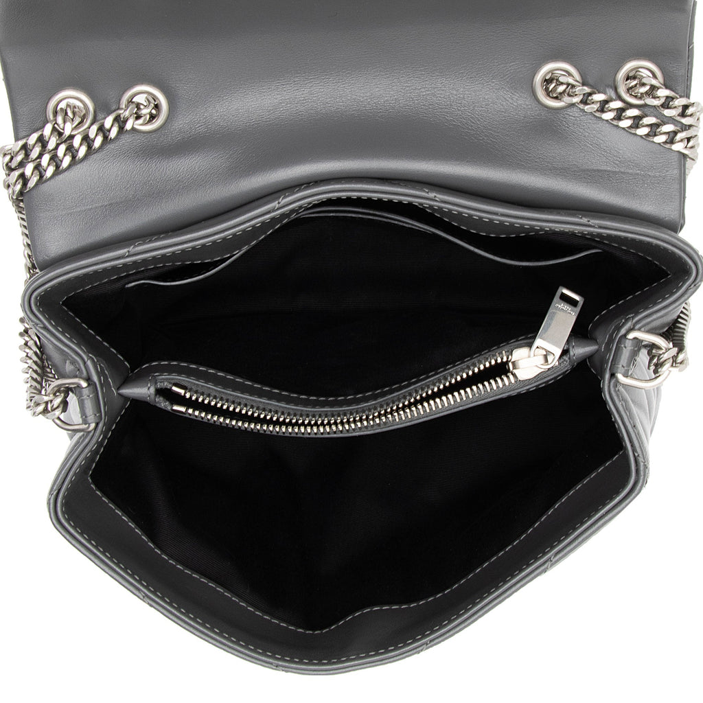 Saint Laurent Matelasse Calfskin Monogram LouLou Chain Small Crossbody (SHF-B5OsZv)