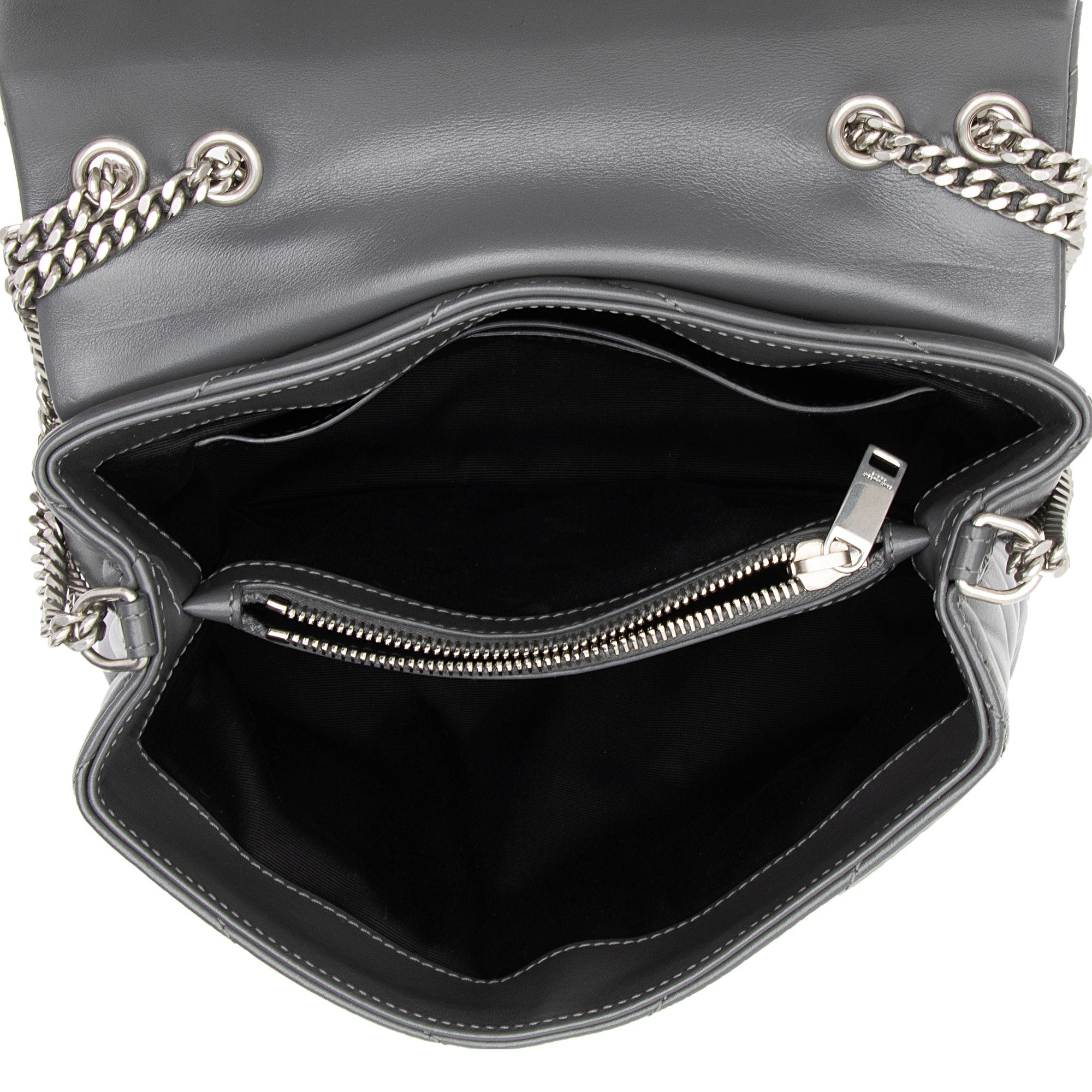 Saint Laurent Matelasse Calfskin Monogram LouLou Chain Small Crossbody (SHF-B5OsZv)