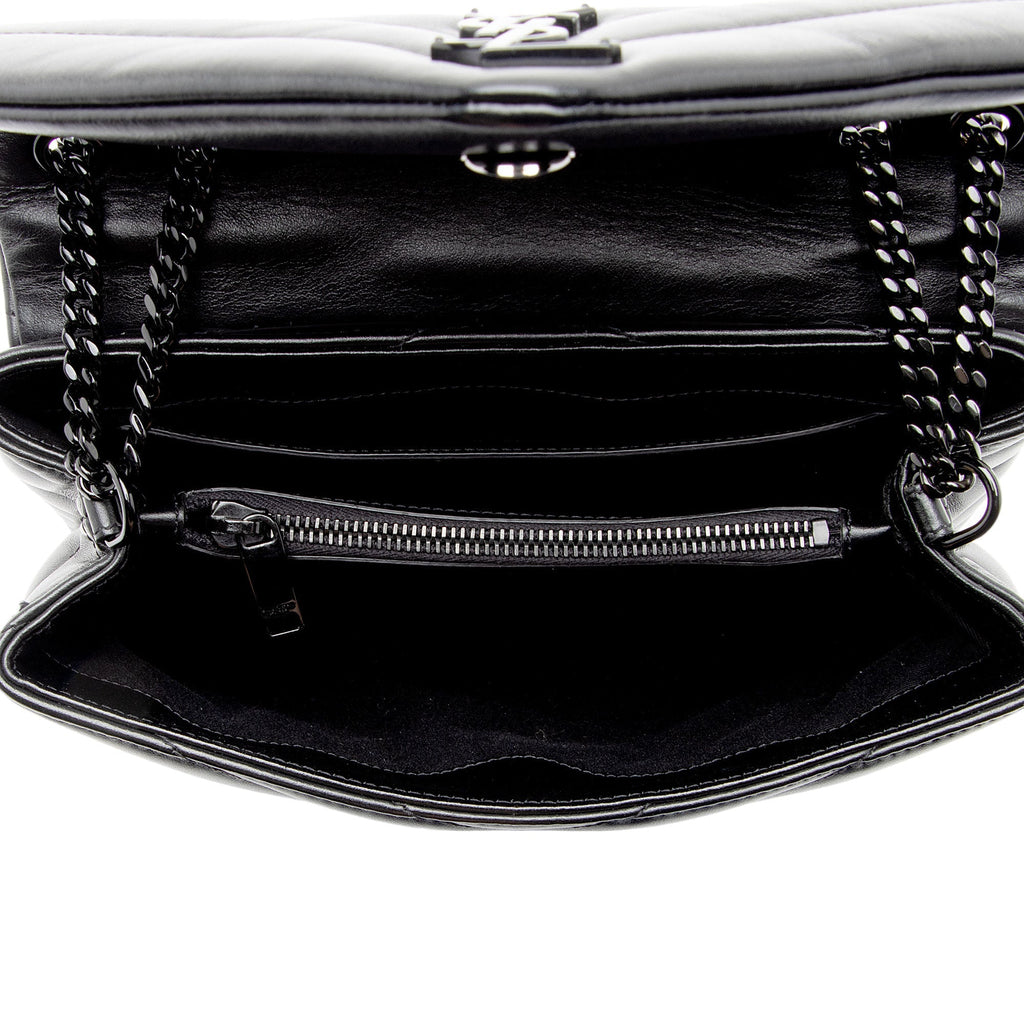 Saint Laurent Matelasse Calfskin Monogram LouLou Chain Small Crossbody (SHF-acKu6w)