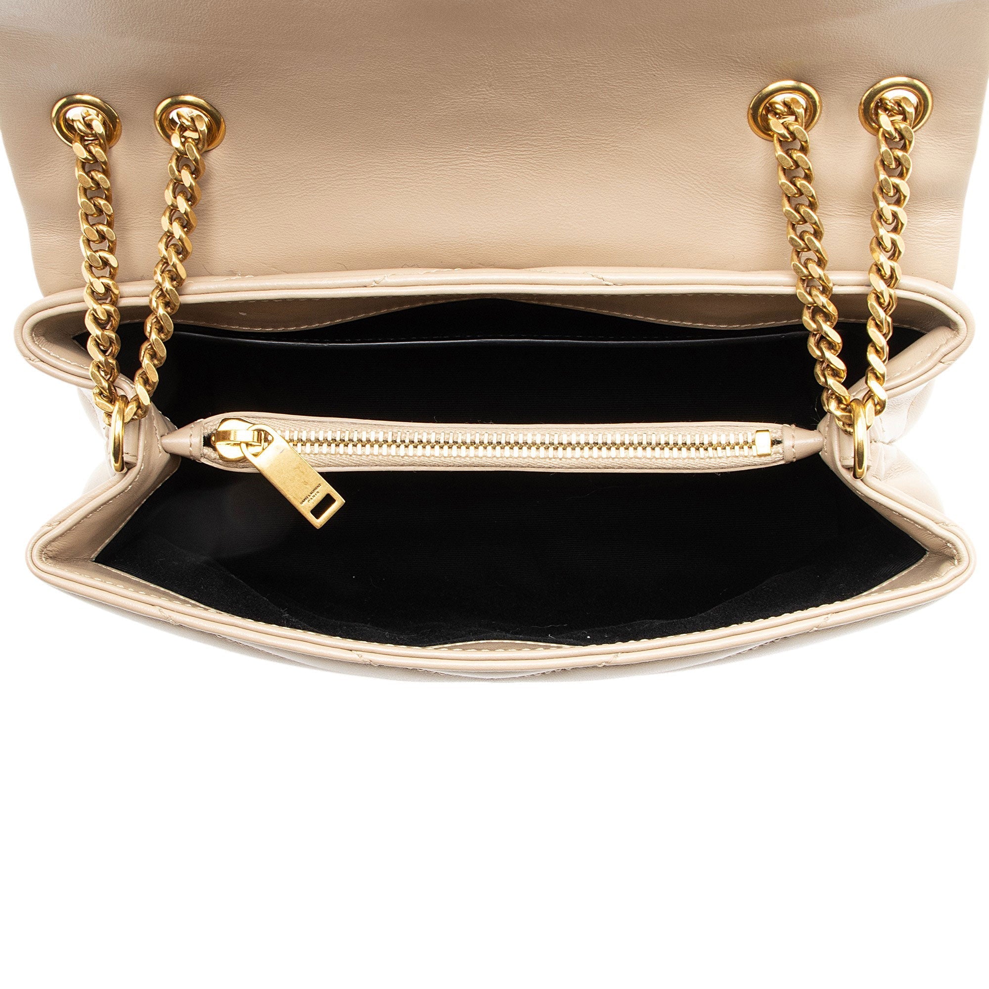 Saint Laurent Matelasse Calfskin Monogram LouLou Chain Small Crossbody