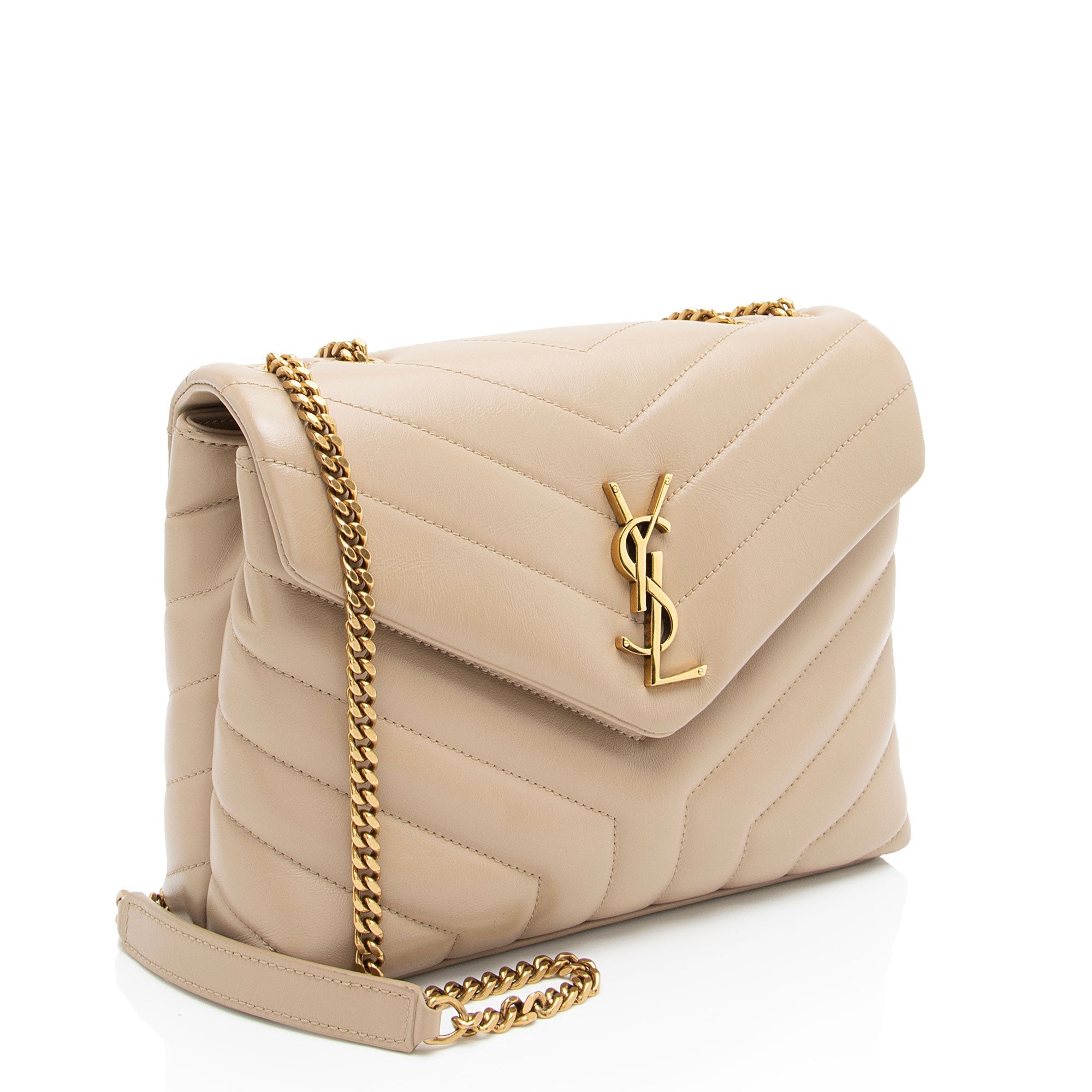 Saint Laurent Matelasse Calfskin Monogram LouLou Chain Small Crossbody